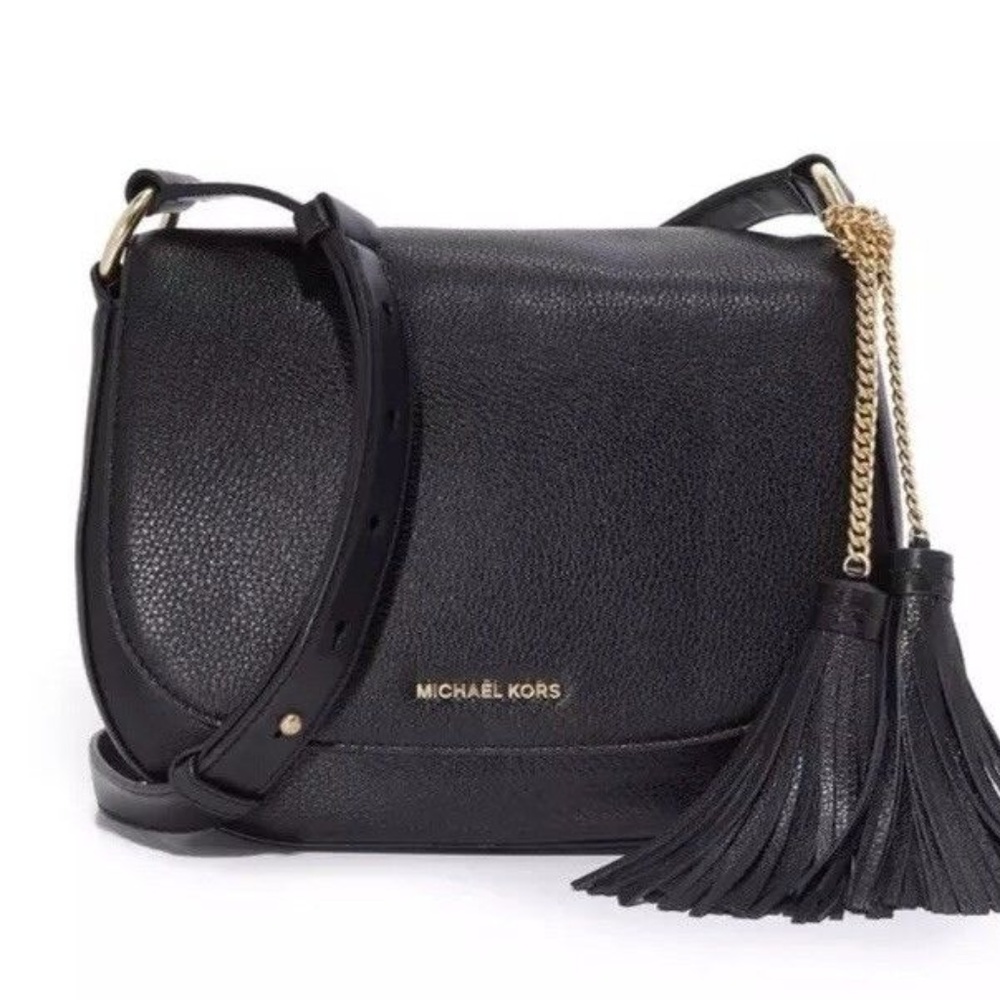 Michael Kors Black Saddle Leather Elyse Bag -